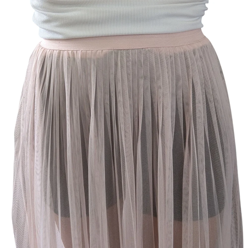 H&M Coachella Pink Sheer Mesh Maxi Skirt Balletcore Coquette Size 4